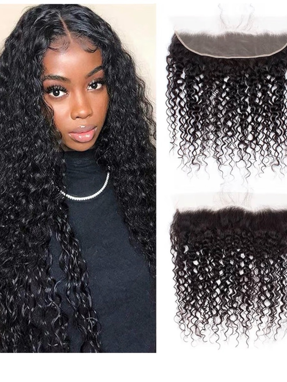 Natural Deep Wave Black Lace Frontal - Seamless Hairline